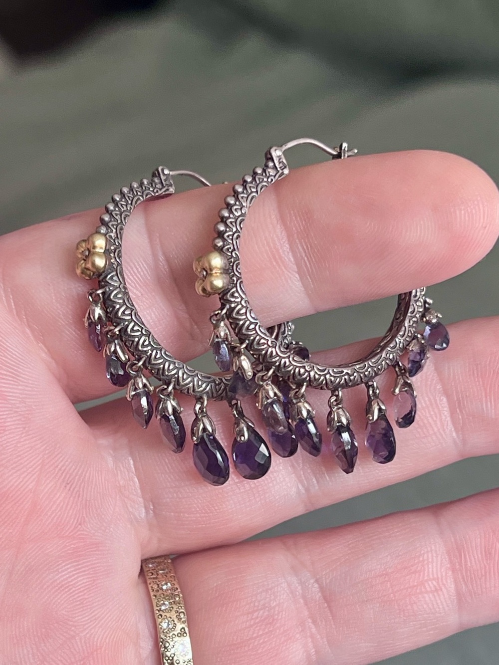 Barbara Bixby Sterling & 18k gold iolite hoops